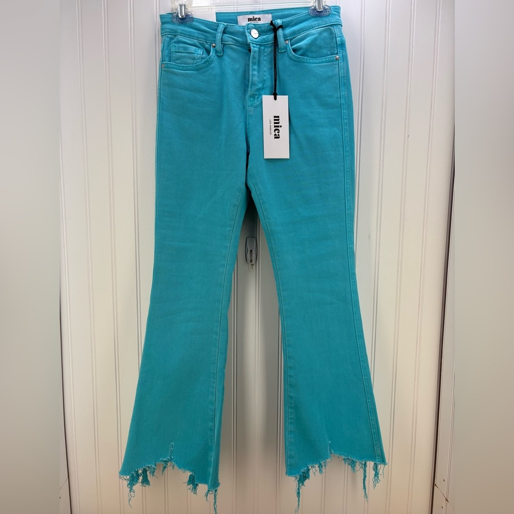 NWT Mica Jeans Turquoise Crop Flare Size 25